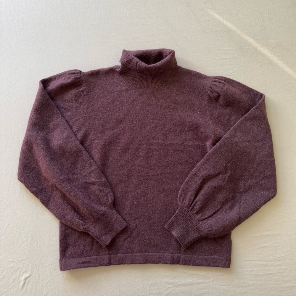 Puff Sleeve Wool Turtleneck Sweater